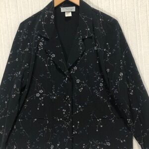 Kensington Square Floral Blazer‎ Petite Button Front Career Office Size P/M